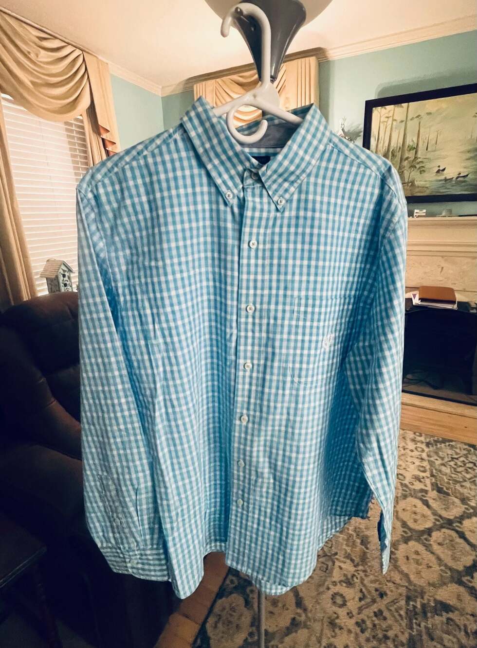 Chaps Ralph Lauren Size L Men's Easy Care Long Sleeve Gingham Button Down Shirt